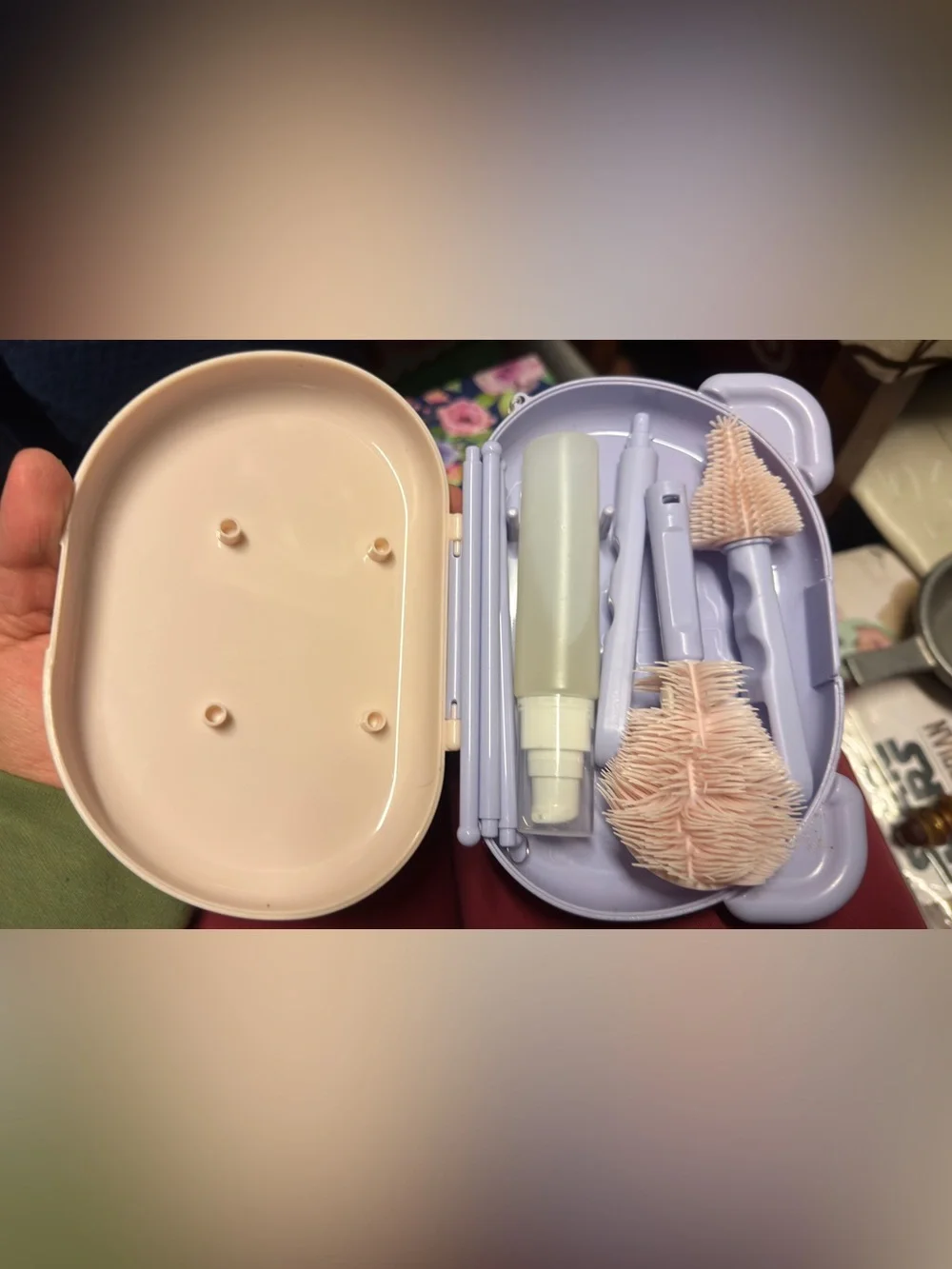 Portable baby bottle cleaning set